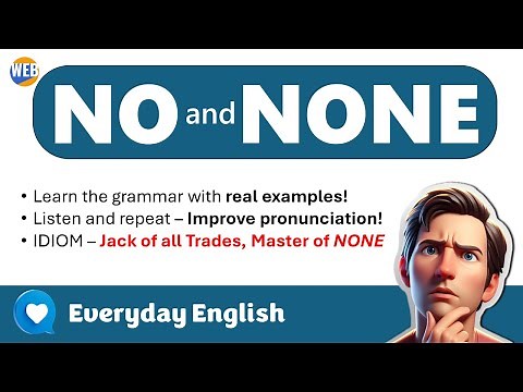 💬Learn how to use No and None correctly (Easy English Grammar)