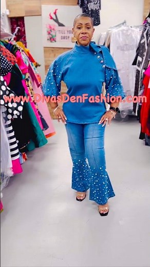 DV Jeans 8490 Rhinestone & Pearl Trim Denim Pant
