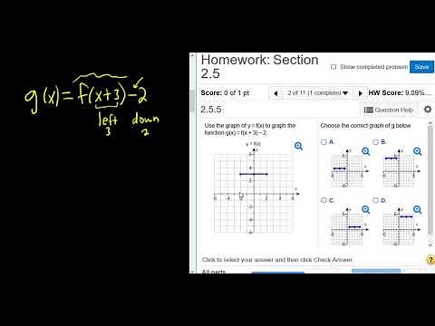 Use the Graph of f(x) to Graph g(x) = f(x + 3) - 2 MyMathlab Homework