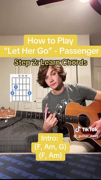 How to Play “Let Her Go” - Passenger 🎸 #guitartok #guitarlesson #guitartutorial #acousticcover #beginnerguitar #musiciansoftiktoktok #fyp #foryou