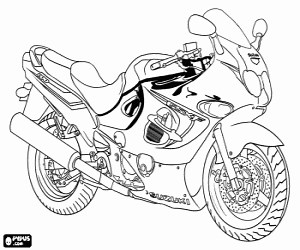 Motorcycle, sportbike or motorbike Suzuki coloring page printable game