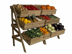 Produce, Bakery Display Stand With Wooden Boxes - Commercial Veg and Fruit Shelving - Etsy