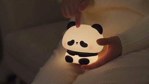 VTIGER Panda Night Light, LED Squishy Cute Lamp, Night Light for Kids, Silicone Panda Light, Dimmable Girls Baby Bedroom Nightlight, Rechargeable Touch Lamp for Breastfeeding Nursery Decor (TT)