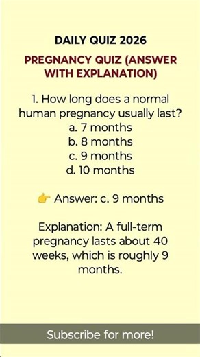 Pregnancy Quiz with Answers and Explanation