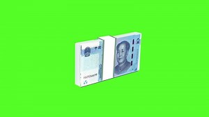 Download Bundle of 5 Chinese Yuan banknote green screen for free