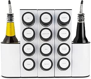 Prepdeck Chef Caddy Spice Rack - Seasoning & Oil Organizer - Spice Labels & Blank Labels, Kitchen Counter Organization and Storage (Pro)