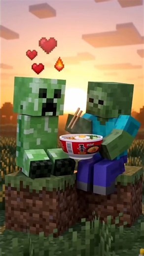 Minecraft Creeper & Zombie Eating Spicy Noodles! 😂🍜 | Funny Minecraft Animation