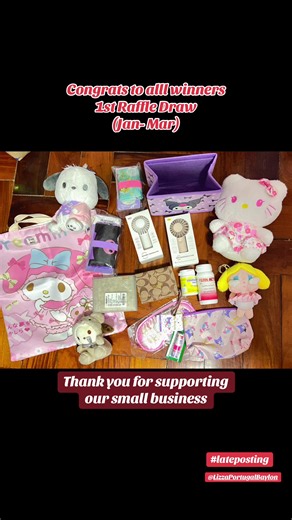 Congrats to all winners! First Raffle Draw (Jan-Mar) #lateposting #sanrio #sanriocharacters #mymelody #kuromi #hellokitty #tiktok #followers #highlight #giveaways #sanriocollectors #sanriolovers @highlight @Lizza Portugal Baylon