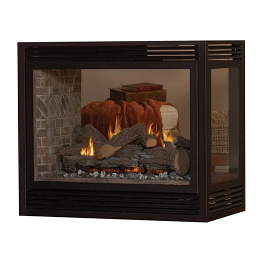 Empire 36" Tahoe Premium Multi-Sided Peninsula Direct Vent Gas Fireplace with Banded Brick Liner