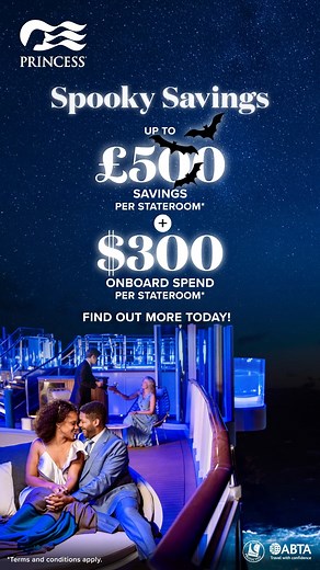 The perfect treat for your travel plans. Secure your 2026/27 Princess Cruise now and unlock 𝘄𝗶𝗰𝗸𝗲𝗱 𝘀𝗮𝘃𝗶𝗻𝗴𝘀! 👻 🎉Up to £500 𝗢𝗙𝗙 your stateroom! 💰 Up to $300 𝗙𝗥𝗘𝗘 𝗢𝗻𝗯𝗼𝗮𝗿𝗱 𝗦𝗽𝗲𝗻𝗱 to use on speciality dining, spa treatments, or shore excursions! ✅ 𝗟𝗼𝘄 𝗗𝗲𝗽𝗼𝘀𝗶𝘁𝘀: Book your incredible 2026/27 escape from just £49pp! Lock in these spooky savings 👉 https://bit.ly/47g8V9p Princess Cruises | Iglu Cruise