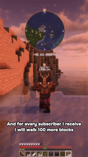 Day 62 of walking 2000 blocks everyday until I reach the world border #minecraft #goal #challenge