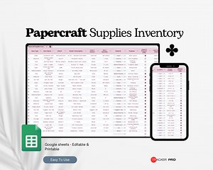 Papercraft Supplies Inventory Google Excel, Scrapbooking Tools Organizer, Paper Supply Tracker, Craft Inventory Template Google Sheets - Etsy