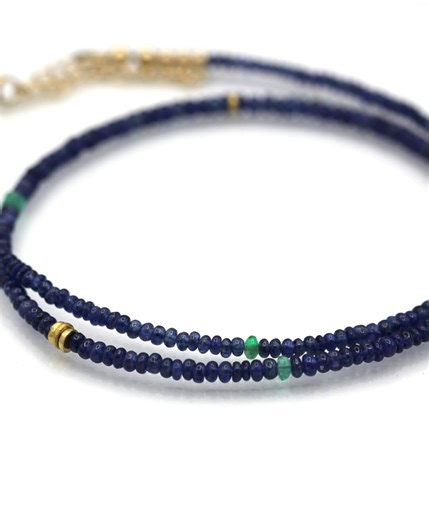 Sapphire Beaded Necklace, 14K Yellow Gold - Etsy