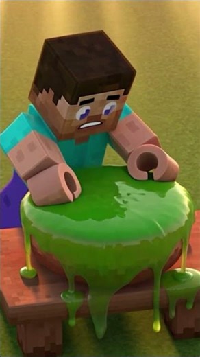 Steve Plays with Slime! 😱💚 #minecraft #minecraftshorts #shorts