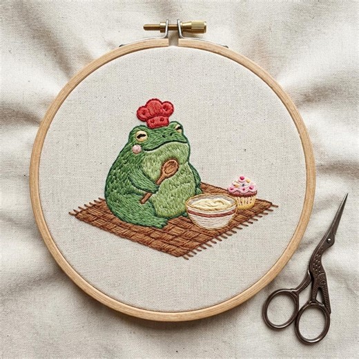 Frog Chef Embroidery Kit - Whimsical DIY Craft Gift for Beginners - Etsy