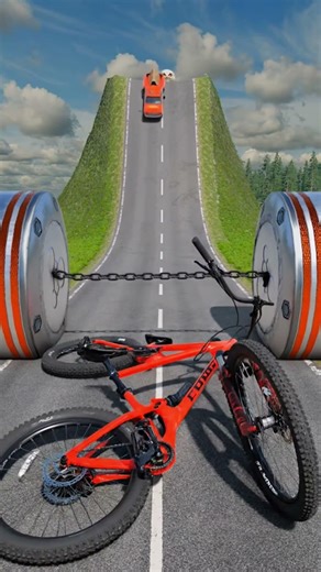 Cars & Ambulance Van vs Chained Hydraulic Crush in the game BeamNG.drive