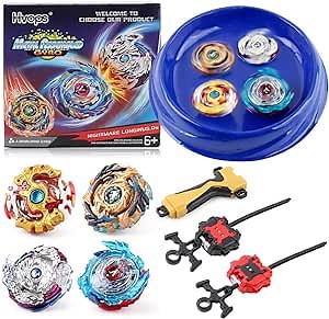 Bey Battling Top Burst | Burst Evolution Combination Series 4D | Set of 4 Fighter Gyroscope 4D Fusion Model | 2 Launcher and 1 beystadium