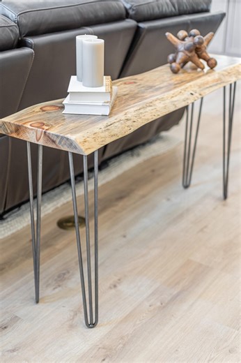 Live Edge Hallway Table: Narrow Farmhouse Entryway Table With Metal Legs - Etsy