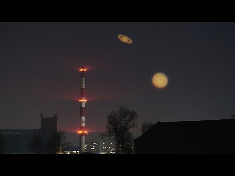 Jupiter and Saturn Conjunction 2020 - beautiful timelapse - 4 days before the Great Conjunction