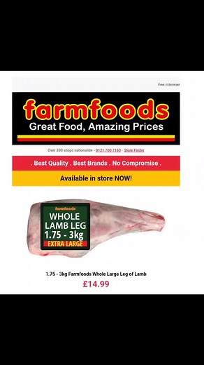New Offers at FarmFoods Store: Lamb Leg, Butter, and More