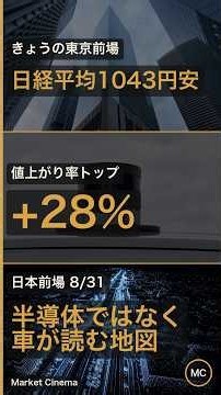 日経平均1043円安の日に28%上げた地図の一社｜日本市場 前場 8/31
