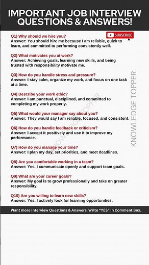 10 Most Common Interview Questions and Answers