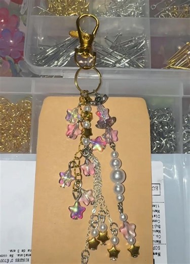 Handmade Star Keychain: Crystal & Pearl Bag Charm - Etsy