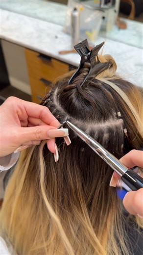 Madalyn on Instagram: "✨ I-Tip Extensions ✨ The ultimate natural, luxury extension method I-Tip extensions (also called micro-bead extensions) are strand-by-strand extensions attached using tiny, discreet beads,no glue, no heat, no tape 🤍 Why clients love them: • Ultra-natural movement & blend • Lightweight + comfortable • No heat or adhesive = healthier for your hair • Perfect for fine to medium hair • Customizable density & placement • Long-lasting with proper care Maintenance: ✨ Move-