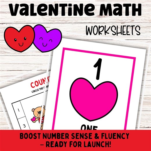 Valentine Themed Math Worksheets for Kids | Number Sense Practice | Printable Elementary Math | No Prep Classroom Resource - Etsy