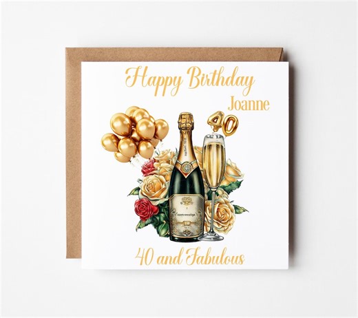 Personalised 40th Birthday Card for Her, 40 & Fabulous Card, Happy 40th Birthday - Etsy Canada