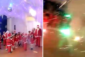 Horror as fireworks EXPLODE during children's Xmas performance as kids scream