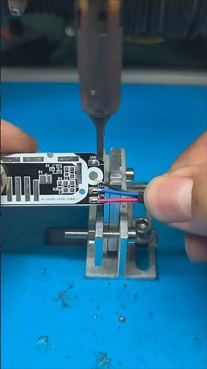Dual-wire soldering on a PCB — high efficiency. #PCBDualWireSoldering #CircuitBoardWiring
