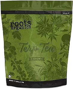 Roots Organics Terp Tea Grow Natural Dry Gardening Fertilizer Micronized Flowering Nutrient for Large and Small Gardens, 9 Pound Bag