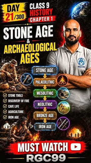 Day 21/300 Class 9 History Chapter 1 |Stone Age & Archaeological Ages