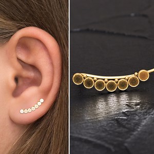 Climbing Earrings Surgical Steel, Ear Climber Earrings, Curved Earring, Ear Pin Earrings, up the Ear Earrings, Ear Cuff Earrings - Etsy