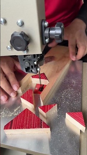 Cutting patterns with a bandsaw machine to make unique joints. #woodworking #diy #wood #woodworker