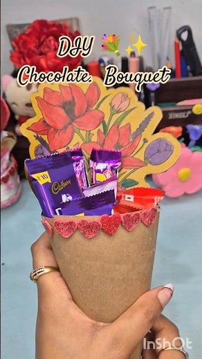 I turned a Blinkit paper bag into this cute Valentine chocolate bouquet💐🍫Upcycled, budget-friendly❤️