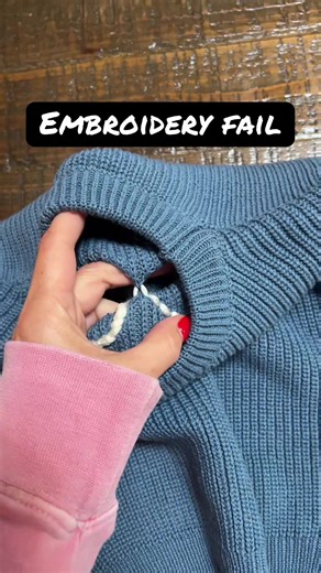 Embroidery fail: stitching on the back of a sweater fix