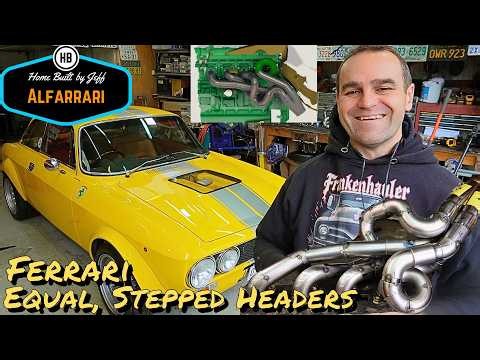 Ferrari equal, stepped headers to make it scream! Ferrari engined Alfa 105 Alfarrari build part 238