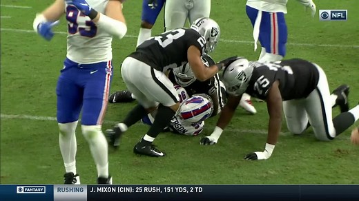 Quinton Jefferson claws ball from Derek Carr for strip-sack and recovery
