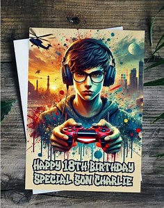 Gamer Birthday Card Computer Large A5 Size Personalised Any Age 15th 16th 17th 18th 19th 20th 21st Grandson Son Friend Nephew - Etsy Australia