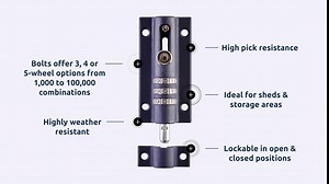 Squire Combi Bolt Door Lock (COMBI4) - 4 Wheel Combination Locking Bolt - Weatherproof Die Cast Body - Tamper Proof Slide Bolt - High Security Gate Lock for Home & Garages (Navy Blue, 120 mm)