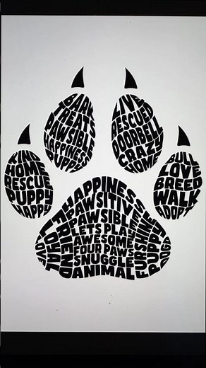 Paw typography design | word cloud art | typography logo | typography word art