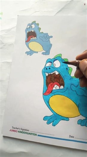 Funny Cartoon Dino Drawing | Easy Dinosaur Coloring for Kids 🦕🎨