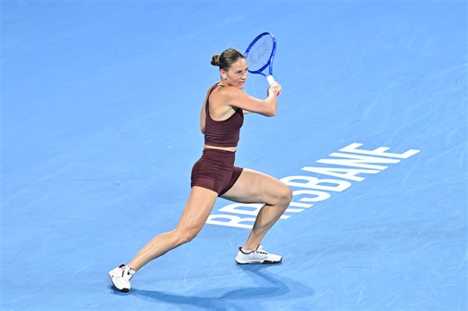 Hot shot: Marta Kostyuk breaks in Brisbane with absurd angled pass