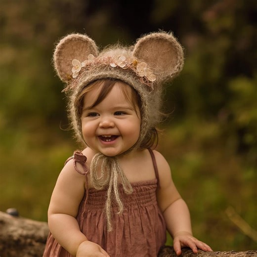 Knitted Bonnet With Crochet Mouse Ears Pattern • Baby Knitting & Crochet PDF - Etsy