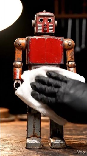 Cleaning a Vintage Robot Toy #aishorts #toys #toyrobot