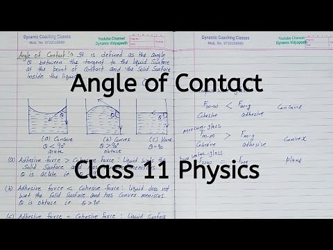 Angle of Contact | Chapter 9 | Mechanical Properties of Fluids | Class 11 Physics