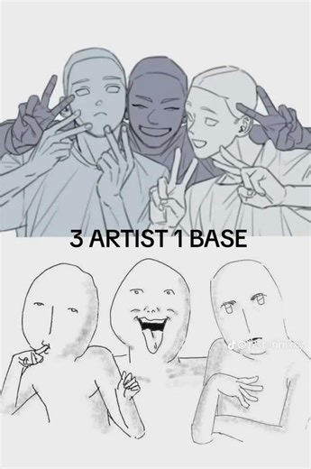 3 Artist 1 Base #art #collab #drawing