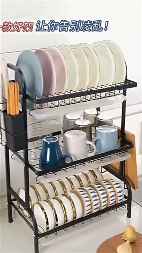 Godboat 3-Tier Dish Drying Rack for Kitchen Large Capacity Dish Rack with Drainboard& Utensil Holder